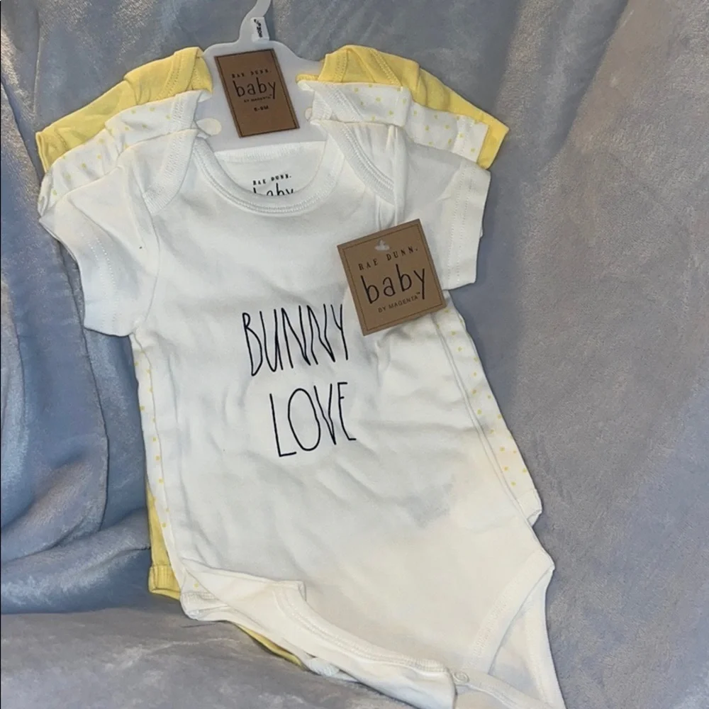 Rae Dunn 3 pack of Onesies 6-9 months
